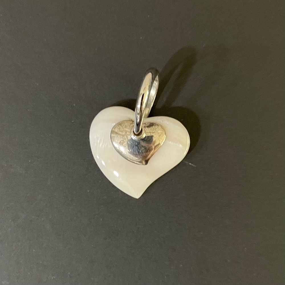 Pink Shell and Silver Heart Pendant for Necklace